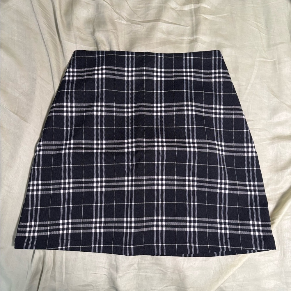 Blue Rain Black and White Plaid Mini Skirt